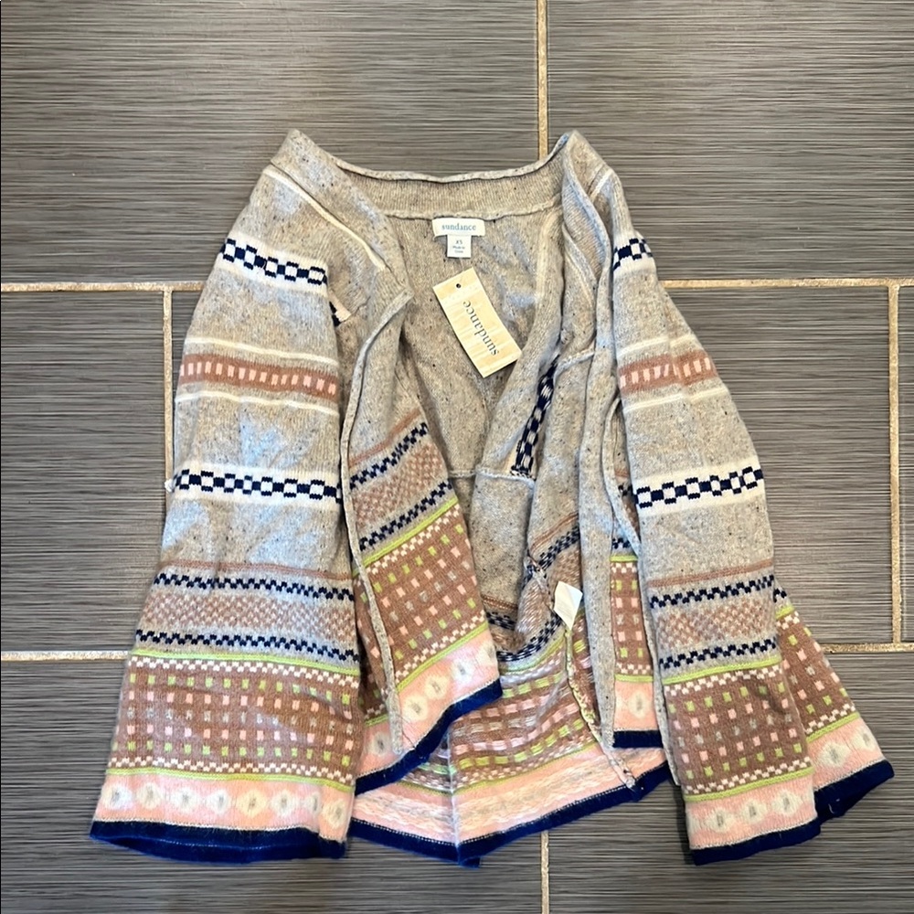 Sundance Cashmere Striped Open Cardigan NWT